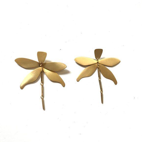 Tory Burch Articulated Dragonfly Drop Earrings Womens Brass Gold Dangle Post 3" - Picture 3 of 12